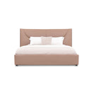 CAMA KING CON FRENTE DE PIEL MARRON