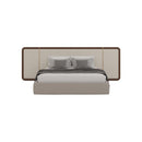 CAMA KING CON FRENTE DE PIEL CREMA