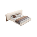 CAMA KING EN TELA BEIGE