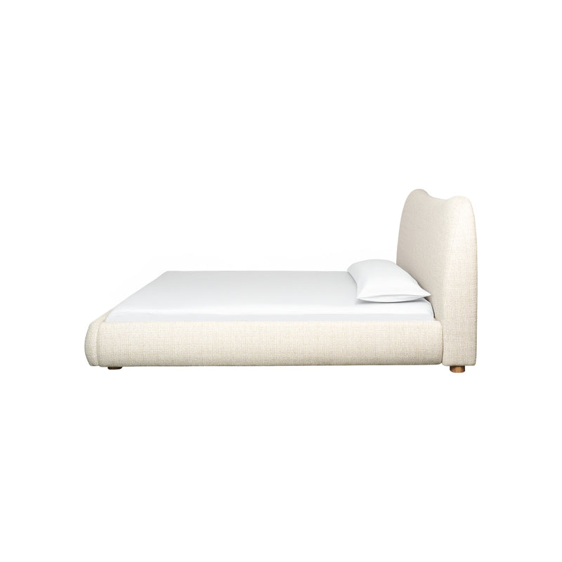 CAMA KING EN TELA BEIGE