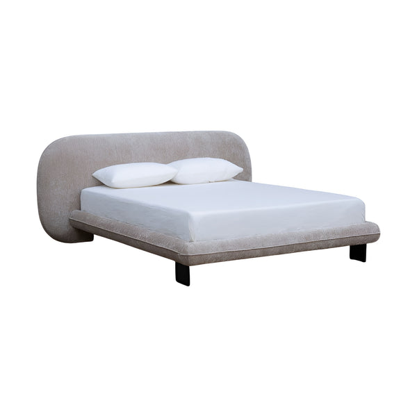 CAMA KING EN TELA BEIGE TAUPE