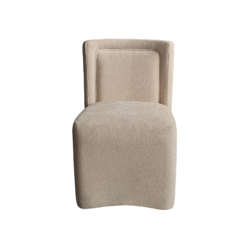 SILLA DE COMEDOR CON RUEDAS EN TELA BEIGE