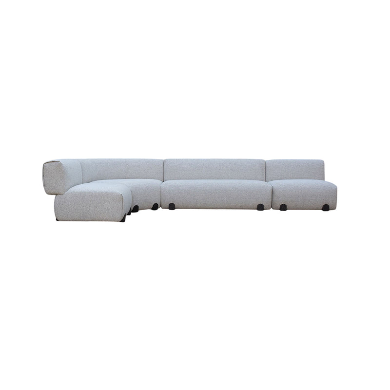 SOFA SECCIONAL ESTACIONARIO EN TELA TEXTURIZADA GRIS BEIGE