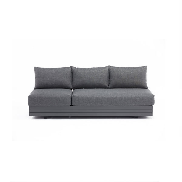 SOFA SECCIONAL DE EXTERIOR LARGO GRIS OSCURO