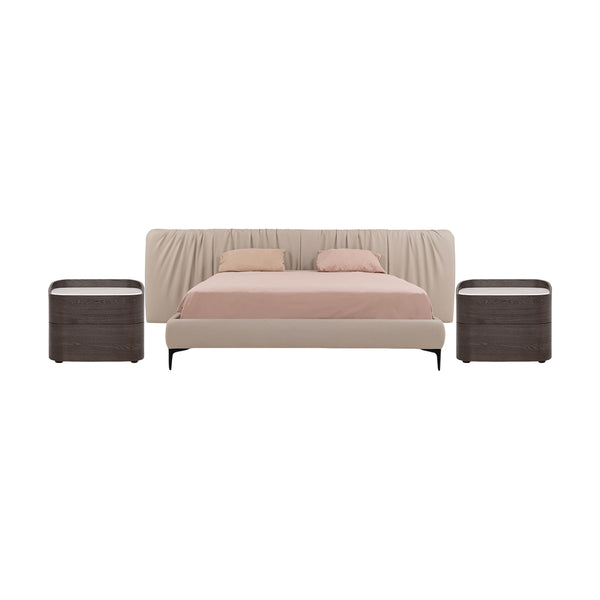 CAMA KING  "23003" + 2 MESITAS DE NOCHE -3PCS