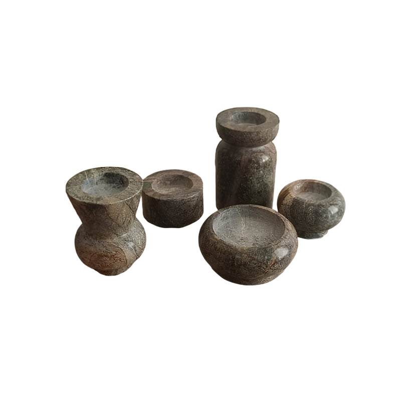 SET DE 5 PORTAVELAS DE MÁRMOL FOREST