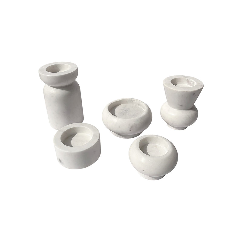 SET DE 5 PORTAVELAS DE MÁRMOL