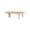 MESA DE CENTRO DE EXTERIOR BLANCA CON TOPE ACABADO DE MADERA