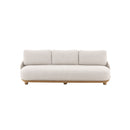 SOFA DE EXTERIOR DE TRES ASIENTOS BEIGE Y BASE ESTILO MADERA