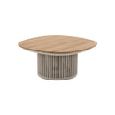MESA LATERAL DE EXTERIOR EN TOPE ACABADO MADERA Y CUERDA BEIGE