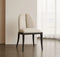 SILLA DE COMEDOR EN TELA BEIGE Y PATAS NEGRAS
