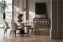 SILLA DE COMEDOR EN TELA BEIGE Y PATAS NEGRAS