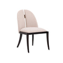 SILLA DE COMEDOR EN TELA BEIGE Y PATAS NEGRAS
