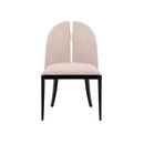 SILLA DE COMEDOR EN TELA BEIGE Y PATAS NEGRAS