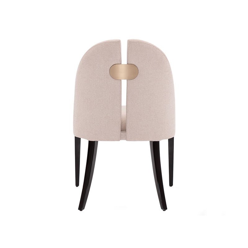 SILLA DE COMEDOR EN TELA BEIGE Y PATAS NEGRAS