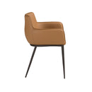 SILLA DE COMEDOR CON FRENTE DE PIEL MARRON  Y PATAS NEGRAS
