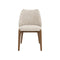SILLA DE COMEDOR EN TELA TEXTURIZADA BLANCA Y MARRON Y PATAS ACABADO DE MADERA