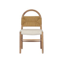 SILLA DE COMEDOR ACABADO DE MADERA Y TELA BEIGE