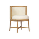 BUTACA ESTACIONARIA EN TELA BEIGE Y ACABADO DE MADERA