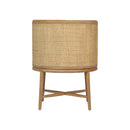 BUTACA ESTACIONARIA EN TELA BEIGE Y ACABADO DE MADERA