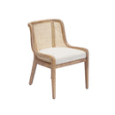 BUTACA ESTACIONARIA ACABAO DE MADERA Y PAJILLA NATURAL CON ASIENTO EN TELA TEXTURIZADA BEIGE