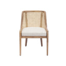 BUTACA ESTACIONARIA ACABAO DE MADERA Y PAJILLA NATURAL CON ASIENTO EN TELA TEXTURIZADA BEIGE