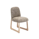 SILLA DE COMEDOR ACABADO DE MADERA  Y TELA TEXTURIZADA MARRON