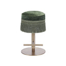 TABURETE DE BAR EN TELA VERDE Y BASE DORADA