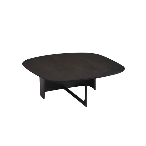 MESA DE CENTRO TOPE EN MADERA NEGRA Y PATAS EN METAL GRIS