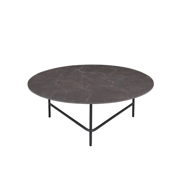 MESA DE CENTRO CON TOPE DE CERAMICA GRIS Y PATAS GRISES