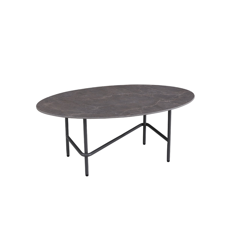 MESA DE CENTRO CON TOPE DE CERAMICA GRIS Y PATAS GRISES