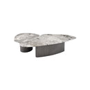 MESA DE CENTRO TOPE ESTILO MARMOL Y BASE DORADA