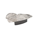 MESA DE CENTRO TOPE ESTILO MARMOL Y BASE DORADA
