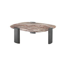 MESA DE CENTRO TOPE DE MARMOL TRICOR Y PATAS EN METAL GRIS