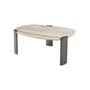 MESA DE CENTRO TOPE DE MARMOL GRIS Y BASE METALGRIS
