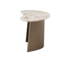 MESA LATERAL EN MARMOL Y BASE METAL DORADA