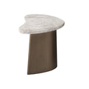 MESA LATERAL EN MARMOL Y BASE METAL DORADA
