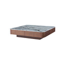 MESA DE CENTRO CON TOPE DE TIPO MARMOL NATURAL VICTORIA CON BASE DE MDF COLOR NOGAL