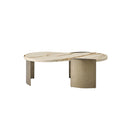 MESA DE CENTRO CON TOPE ESTILO MARMOL Y BASE DORADA