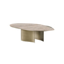 MESA DE CENTRO TOPE ESTILO MARMOL Y BASE DORADA