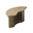 MESA LATERAL CON TOPE ESTILO MARMOL Y BASE DORADA
