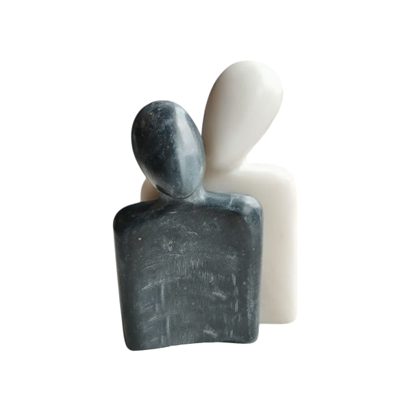 FIGURAS DE MARMOL BLANCO Y NEGRO SET DE 2