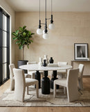 BLACK AND WHITE DOME ROUND DINING TABLE