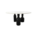 BLACK AND WHITE DOME ROUND DINING TABLE