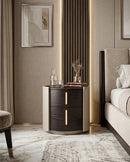 MESA DE NOCHE GRIS Y ACABADO DE MADERA