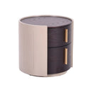 MESA DE NOCHE GRIS Y ACABADO DE MADERA