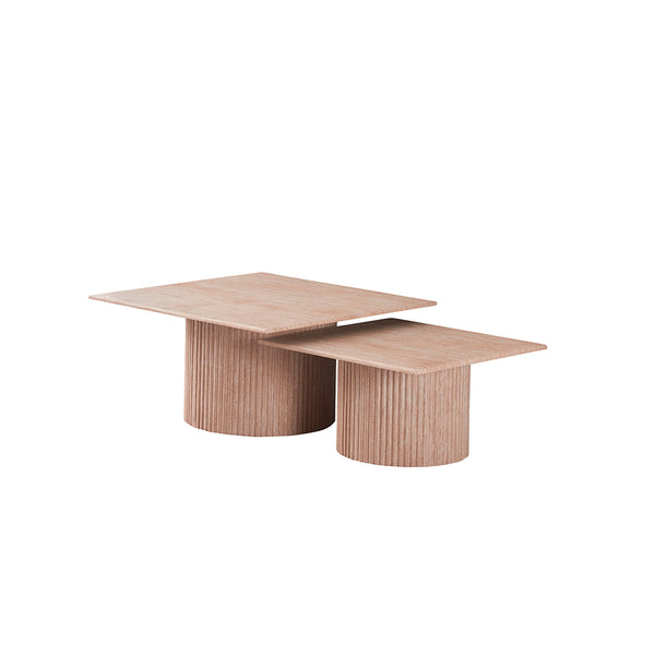 MESA DE CENTRO CON TOPE DE MÁRMOL ARTIFICIAL Y BASE MDF SET DE 2