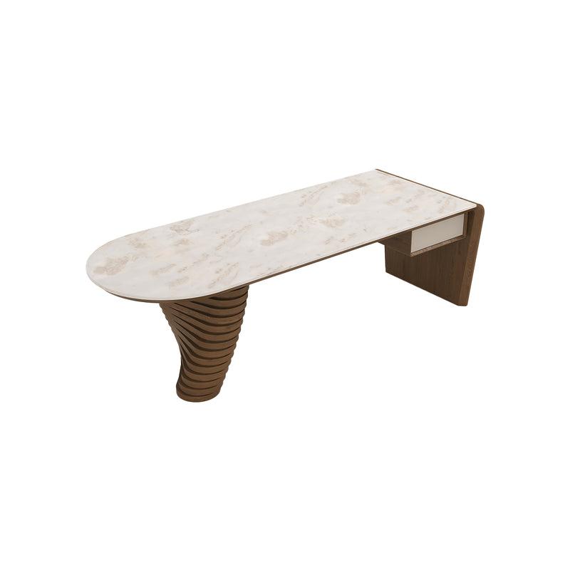 ESCRITORIO TOPE ESTILO MARMOL Y BASE ACABADO DE MADERA