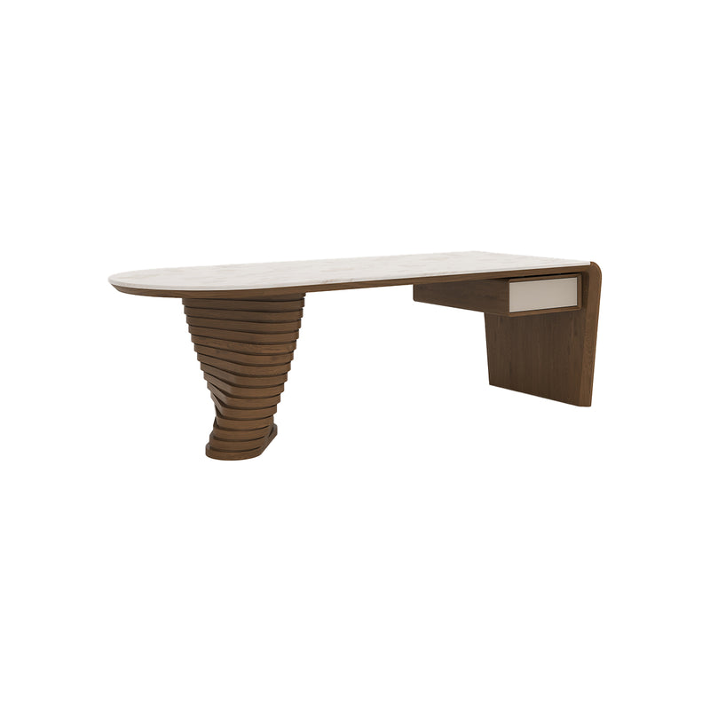 ESCRITORIO TOPE ESTILO MARMOL Y BASE ACABADO DE MADERA