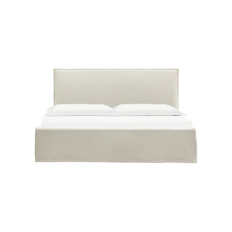 CAMA KING EN TELA BEIGE